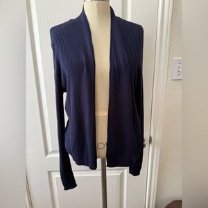 LOFT Navy Ribbed Cardigan